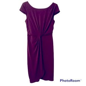 Victoria’s Secret Plum Twist Front Ruched Sheath Dress Cap Sleeve Sz Small